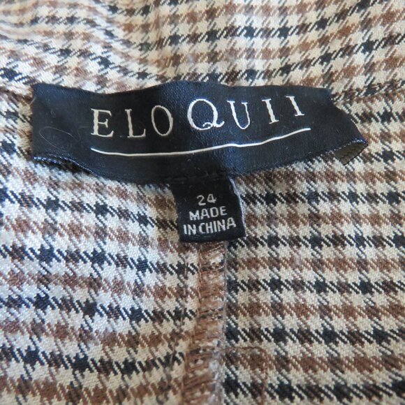 ELOQUII Belted Wide Leg Sleeveless Jumpsuit in Tan Plaid - Size US 24 - Picture 15 of 15